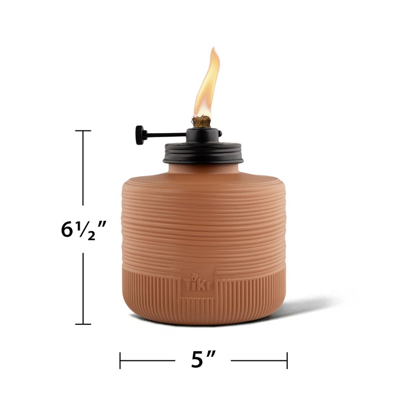 TIKI Amber Horizon Glass Table Torches 2-Pack, 6.5"" - Orange Outdoor Tiki Tabletop Torches for Patio & Backyard | Adjustable Flame Height | Weather-Resistant | Includes Long-Lasting Wick & Snuffer - Image 4